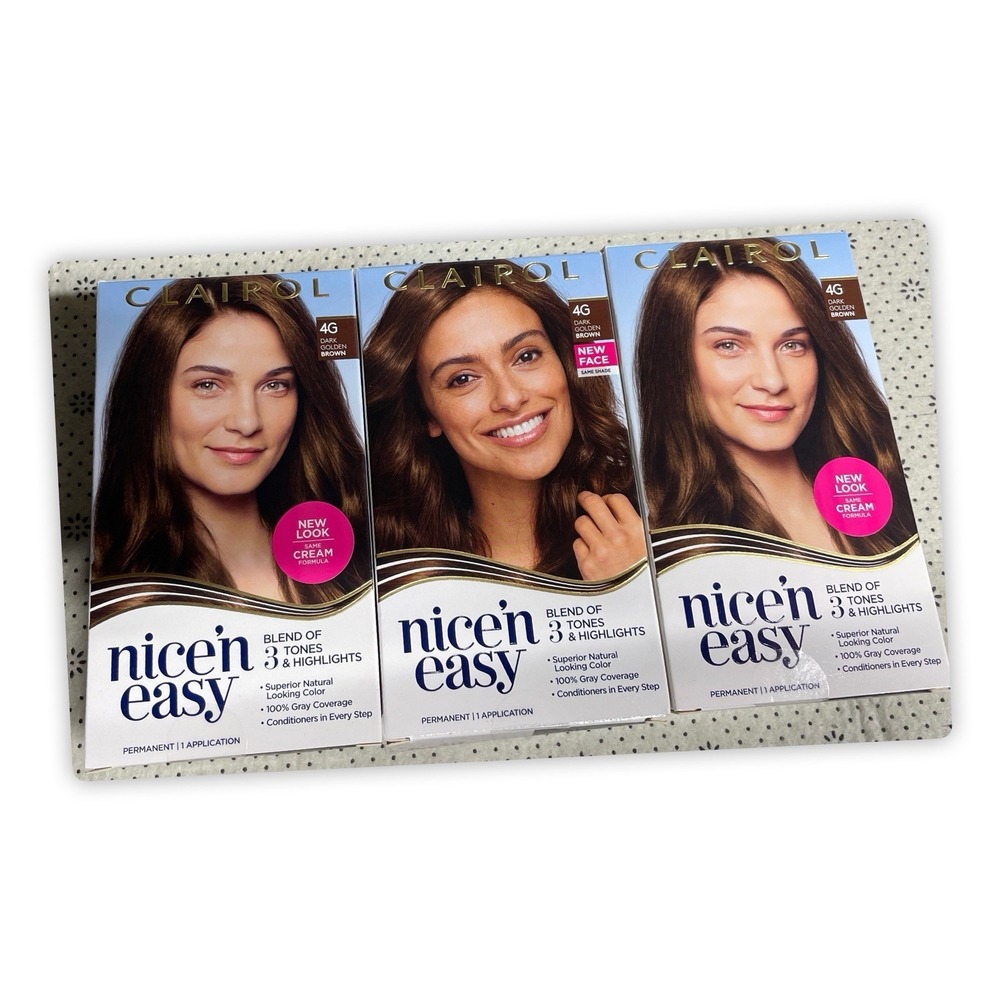 Nice'n Easy Permanent Hair Color, 4G Dark Golden Brown, Pack Of 3